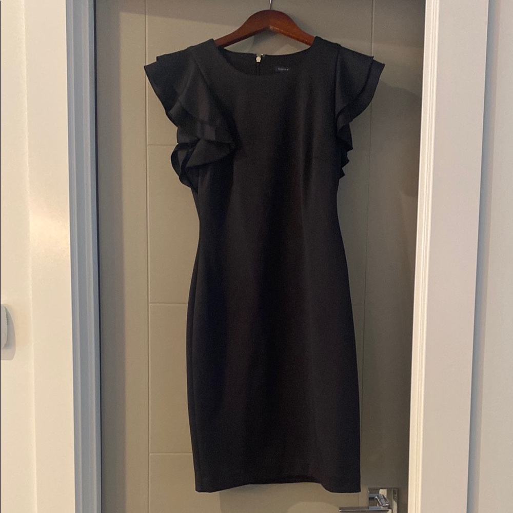 Elegant Black Ruffle Sleeve Dress
